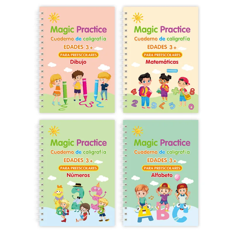 Spanish Reusable Magic Notebook Spanish Calligraphy Copybook Set Practice Notebook