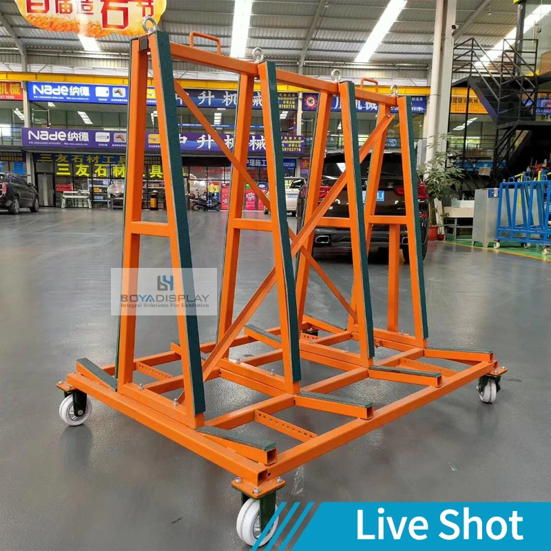 Boya Hot Sale Customized Design Size Showroom Panel Quartz Metal Granite Marble Tile Display Marble Slabs Rack