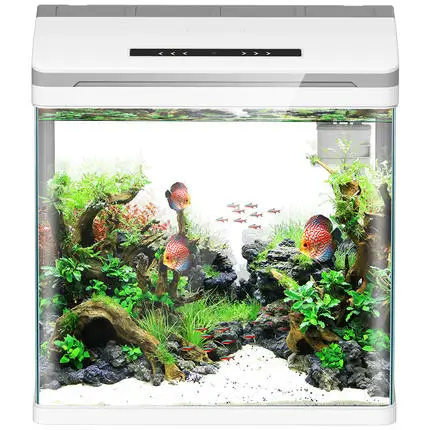 Intelligent fish tank Ultra clear glass Small aquarium LED table fish tank Landscape aquarium MOQ 500 pcs
