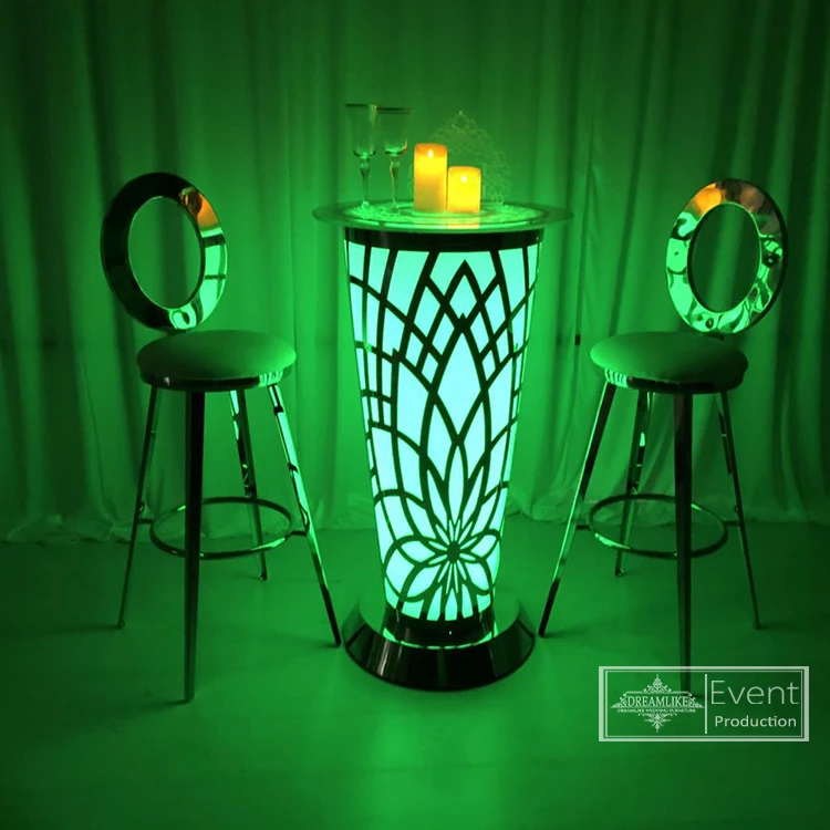LED lighting furniture high table cocktail bar table for party and wedding