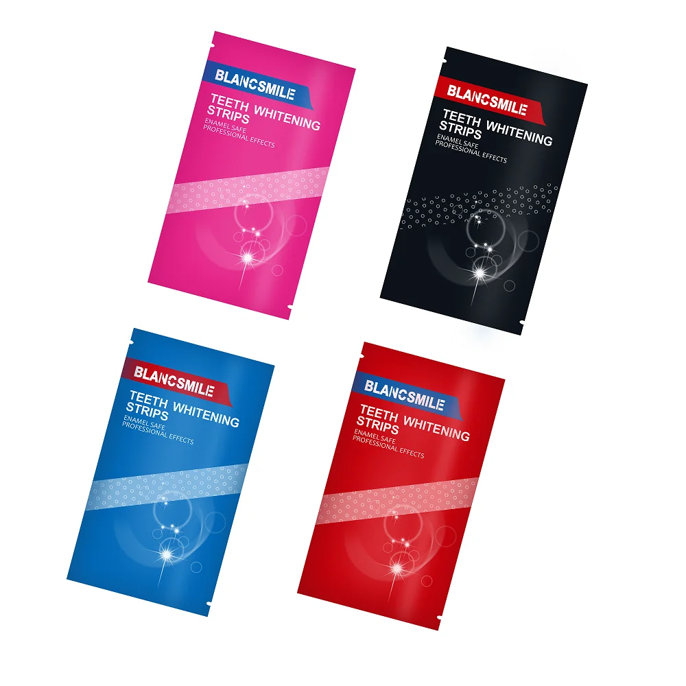 Hot Selling 14 Pairs Teeth Whitening Strips Raspberry Residue Free 6% HP PAP Gel Stirp Private Logo