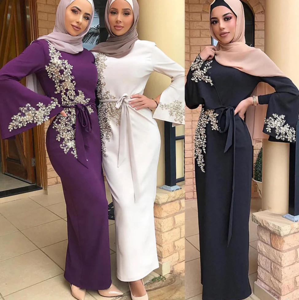 Causal Abaya Dubai Turkey Muslim Hijab Dress Kaftan Caftan Marocain Islamic Clothing Ramadan Dresses Islam Robe for Women Ladies