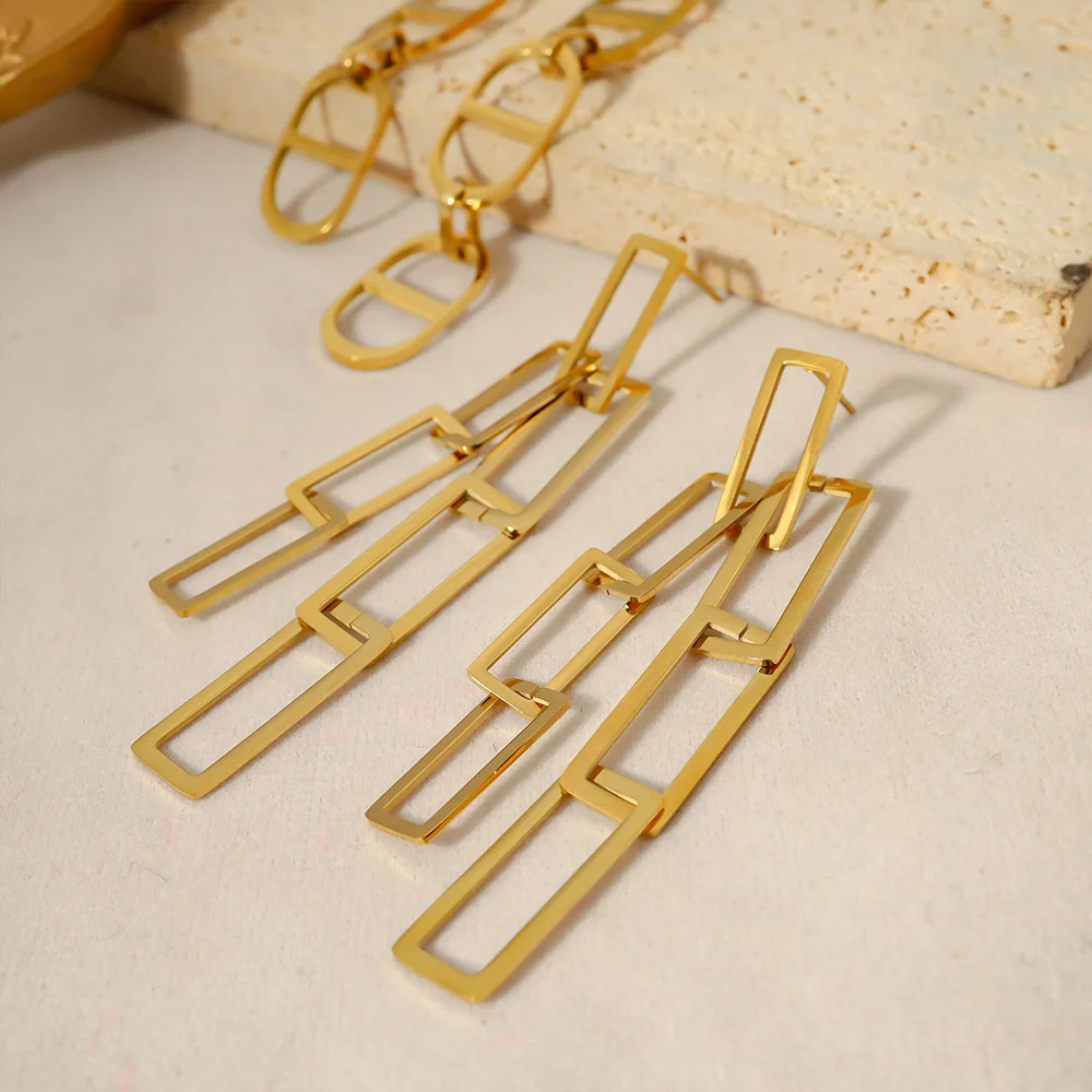 Hot Sales Wholesale Stainless Steel plated 14K 18K Real Gold Pig Nose Chain Earrings for Women