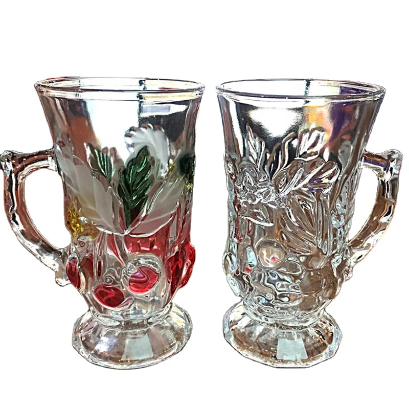 Hot sale beautiful  color tea cup with handle for tea milk coffee glass cup