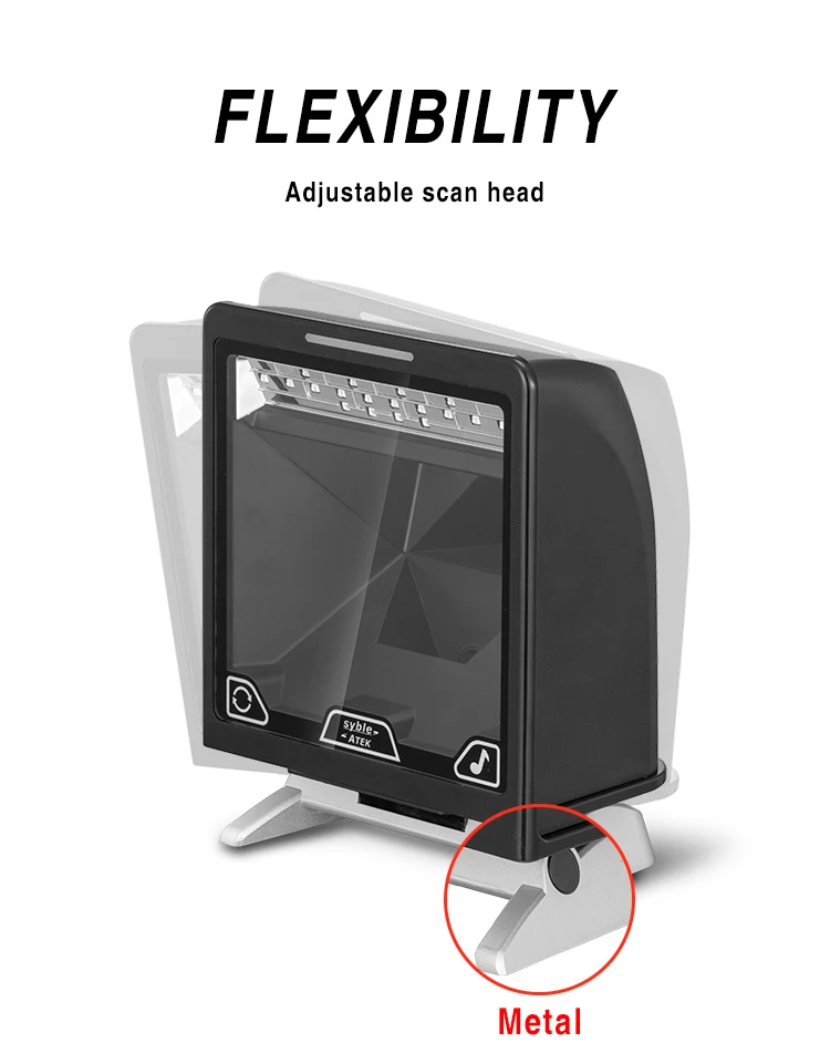AK-9808 ATEK  High Performance 1D 2D QR Code Omnidirectional Barcode Scanner Desktop