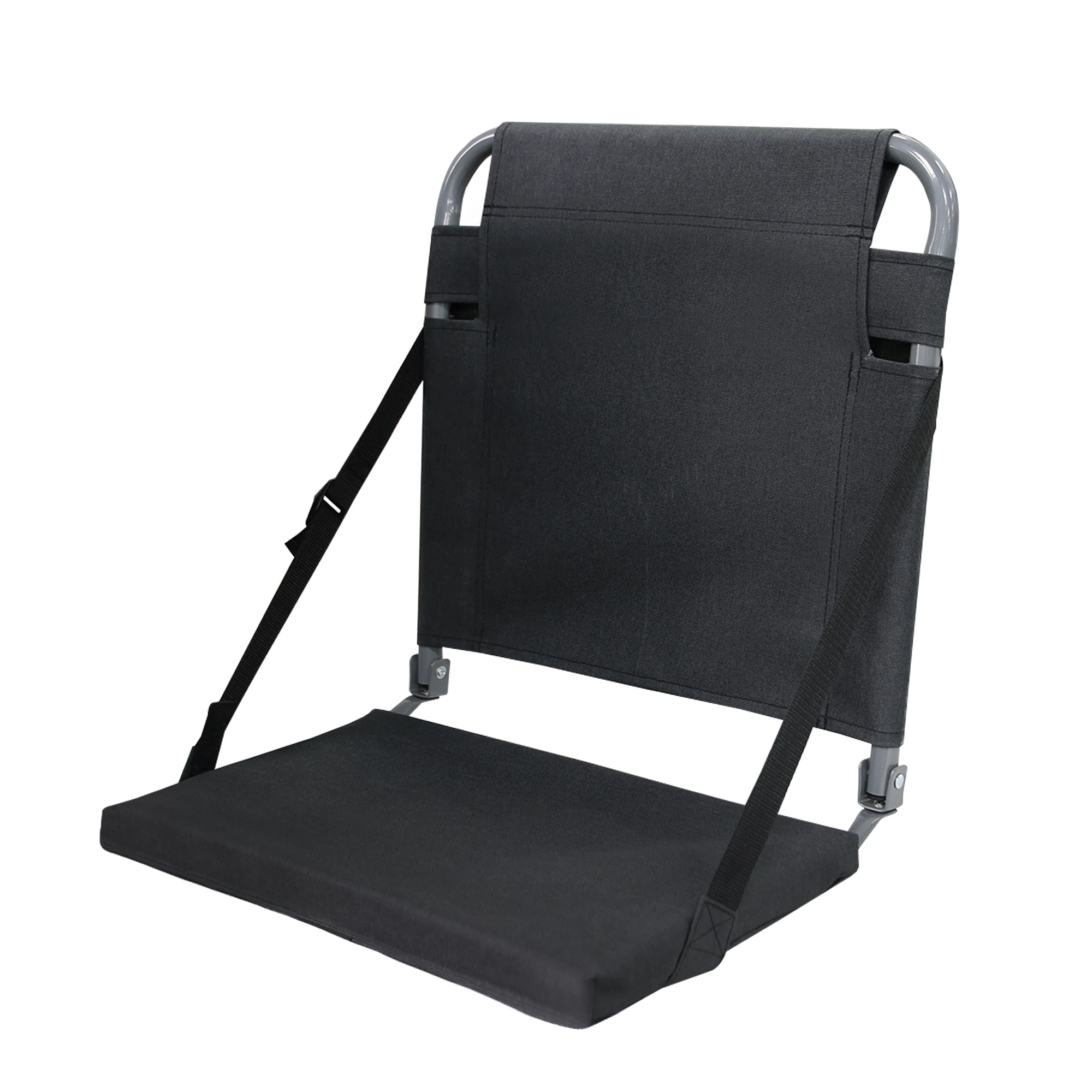 Mydays Outdoor Portable Black Folding Bleachers Steel Frame Stadium Seats with Back Support