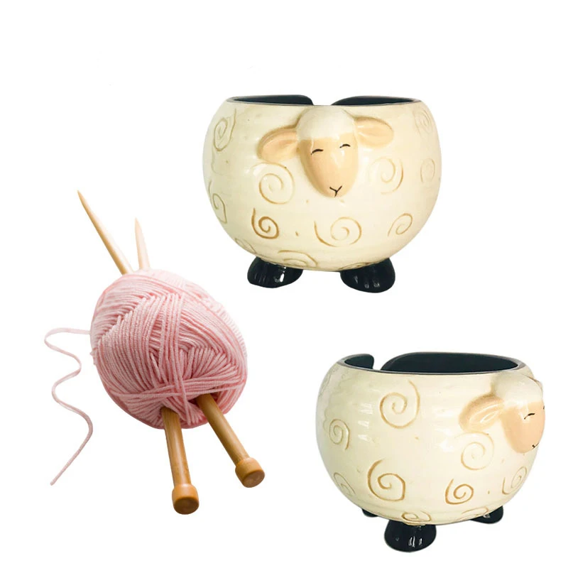 Creative Ceramic Animal Sheep Shape Yarn Bowls For Knitting