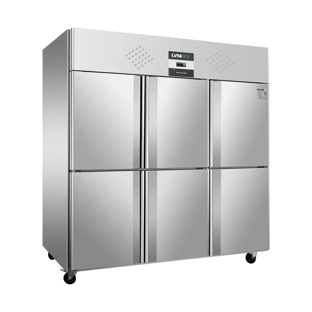 Hot Sales 6 Doors Commercial Freezers Refrigerator 201 304 Stainless Steel Refrigeration Equipment Kitchen Freezer