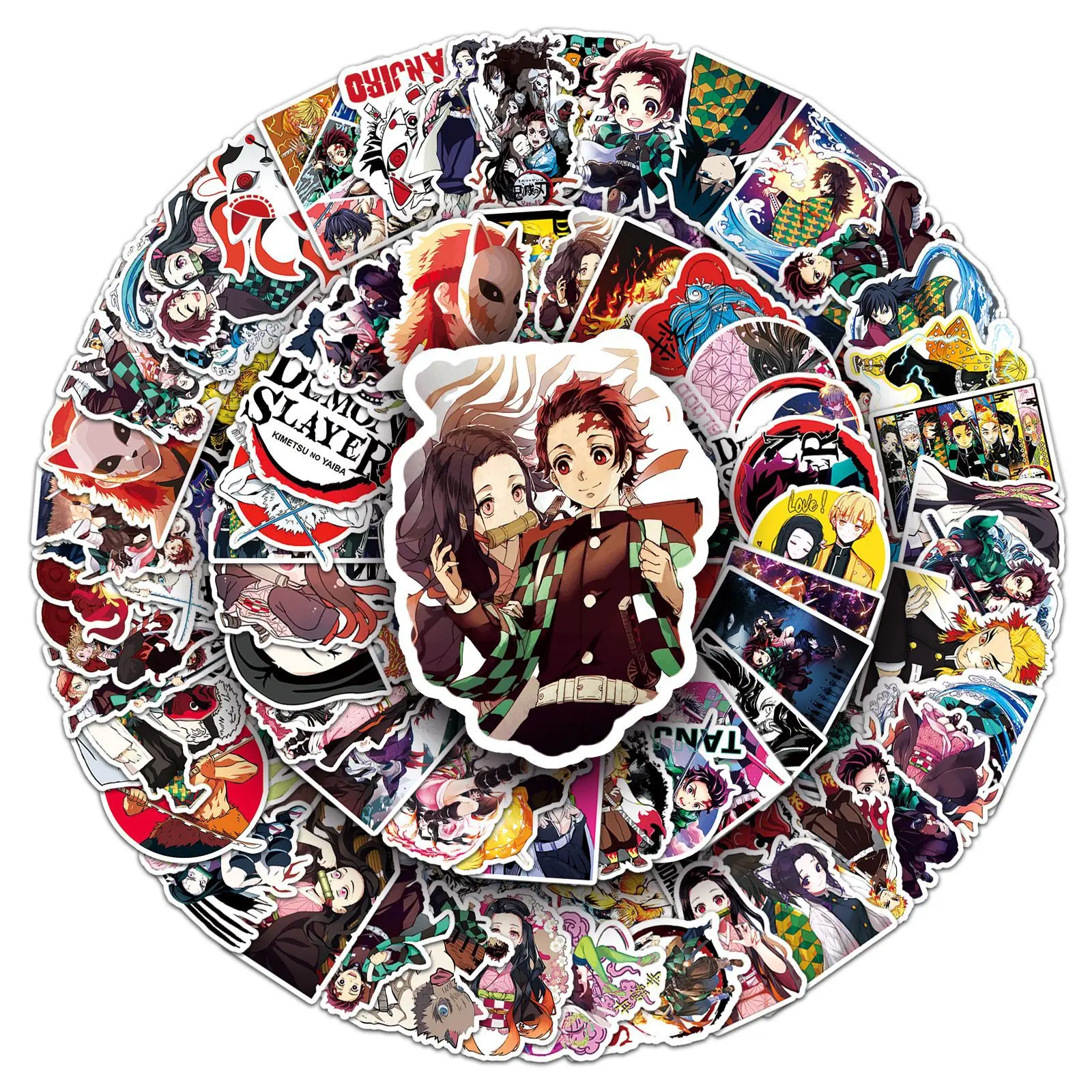 50pcs 100pcs Sticker Cartoon Sticker Waterproof Adhesive For Motorbike Skateboard Car Demon Slayer Sticker
