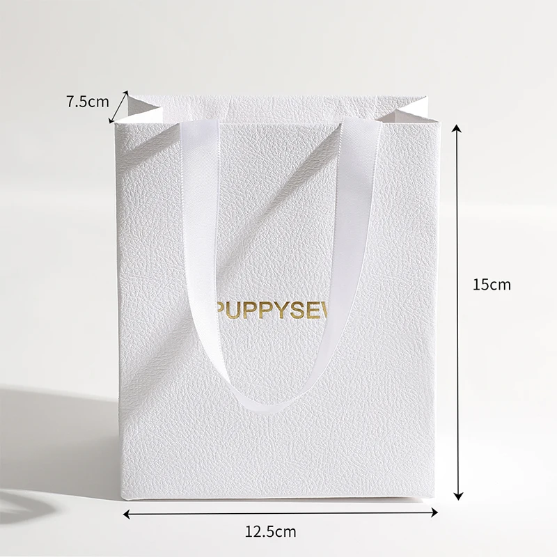 Custom Printed Paper Bags Cardboard Luxury White Kraft Paper Gift Bag With Ribbon Handle For Shopping Bag With Your Own Logo