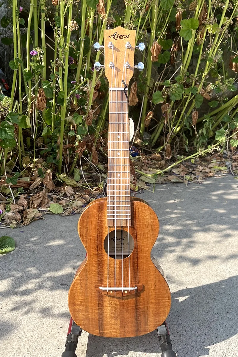 Chinese Custom OEM Aiersi Koa Pili Koko Brand All Solid Ukulele Professional Hawaii Guitar Handmade Musical Instruments