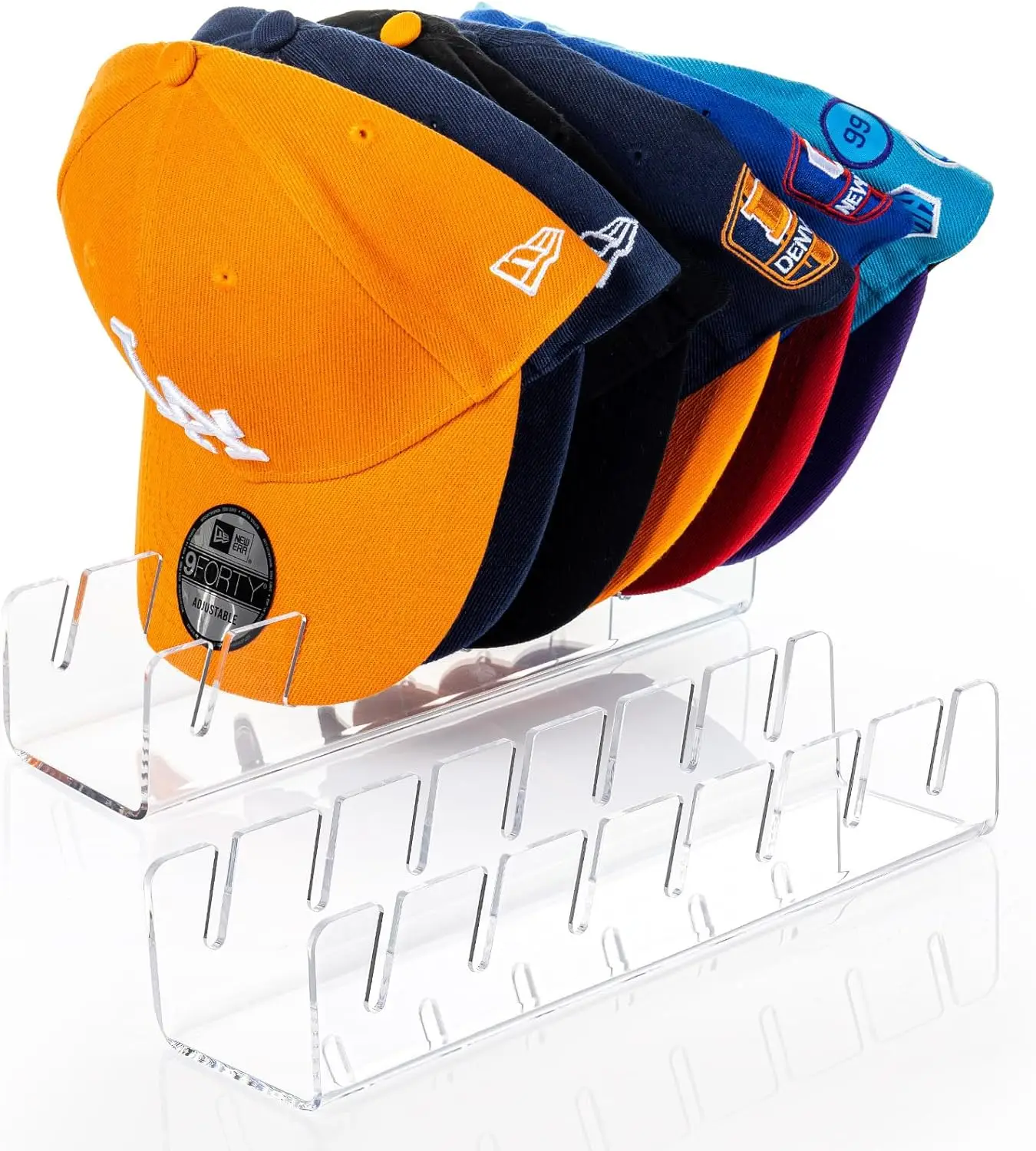 1 PACK 2024 Hat Stand for Baseball Caps Display Organizer No Install Acrylic Hat Holder for 14 Baseball Caps for Bedroom Closet