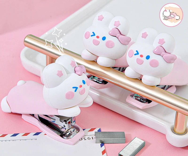 Latest Promotion Price Cartoon Rabbit Stapler Creative Cute Shape Mini Binding Machine Portable Labor Saving Small Stapler