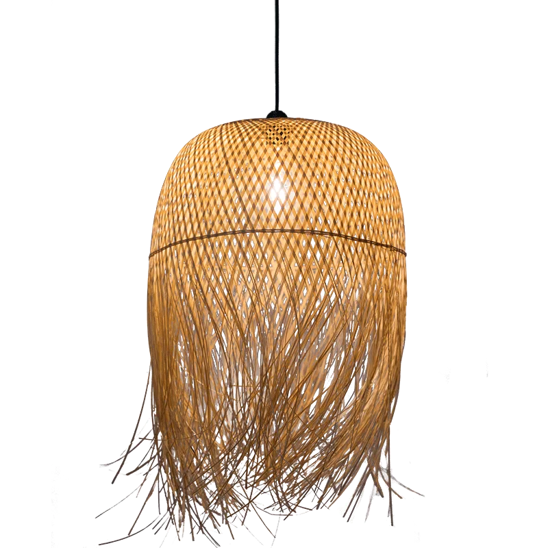 Indonsian rattan seagrass lamp shade bamboo cage wicker weaving ceiling chandelier pendant lighting from zhongshan factory