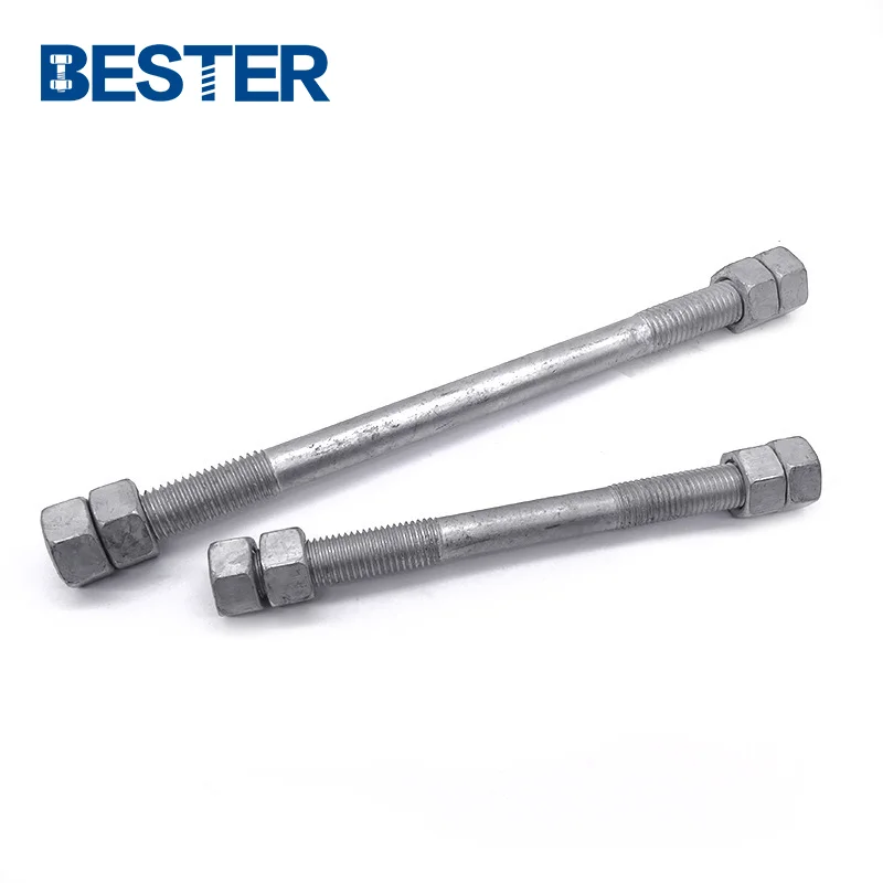 Factory tower electricity power carbon steel DIN975 DIN976 grade 10.9 12.9 hot dip galvanized a193 b7 a194 2h stud bolts and nut