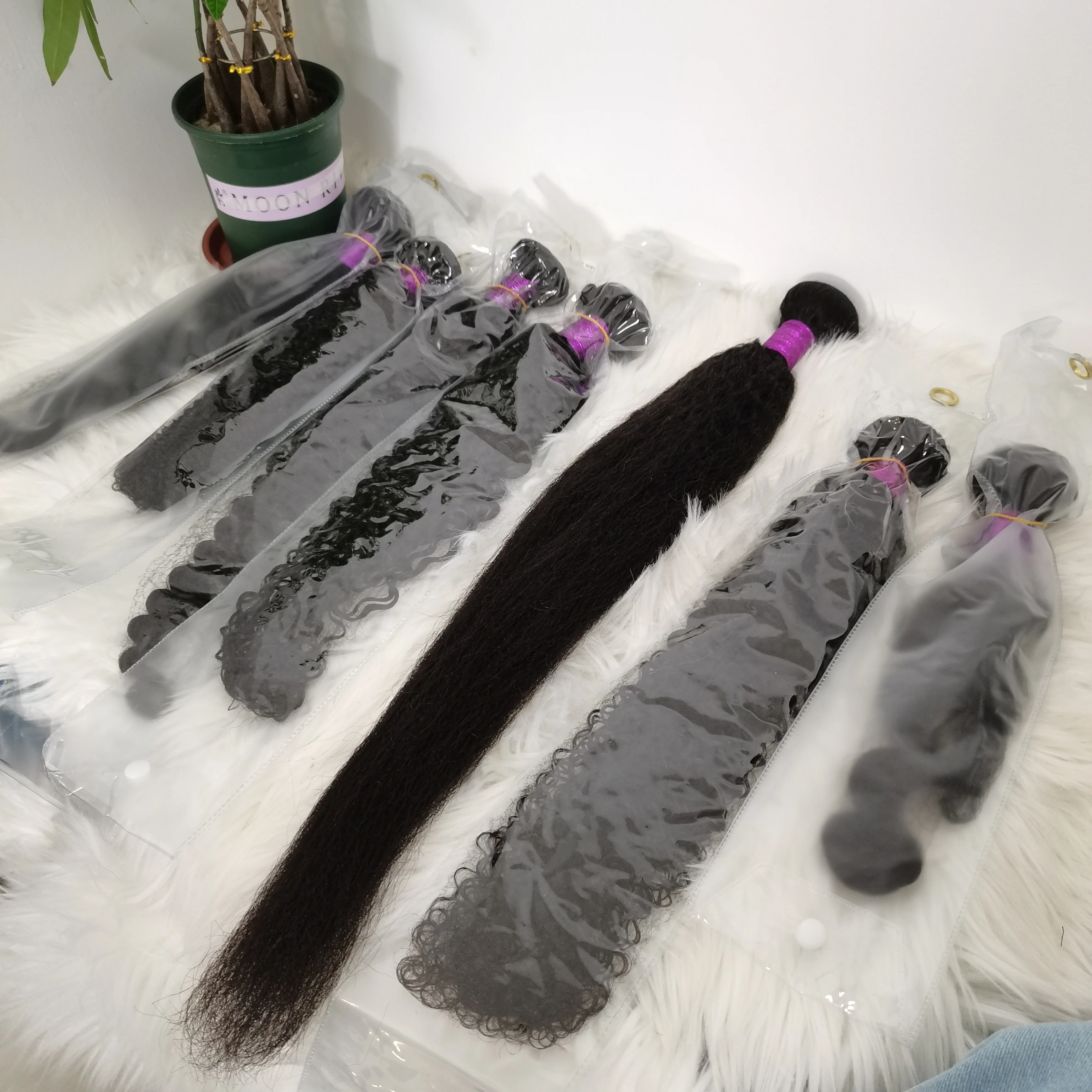 Amara kinky straight bundles raw vietnamese cuticle aligned hair kinky straight frontal stock