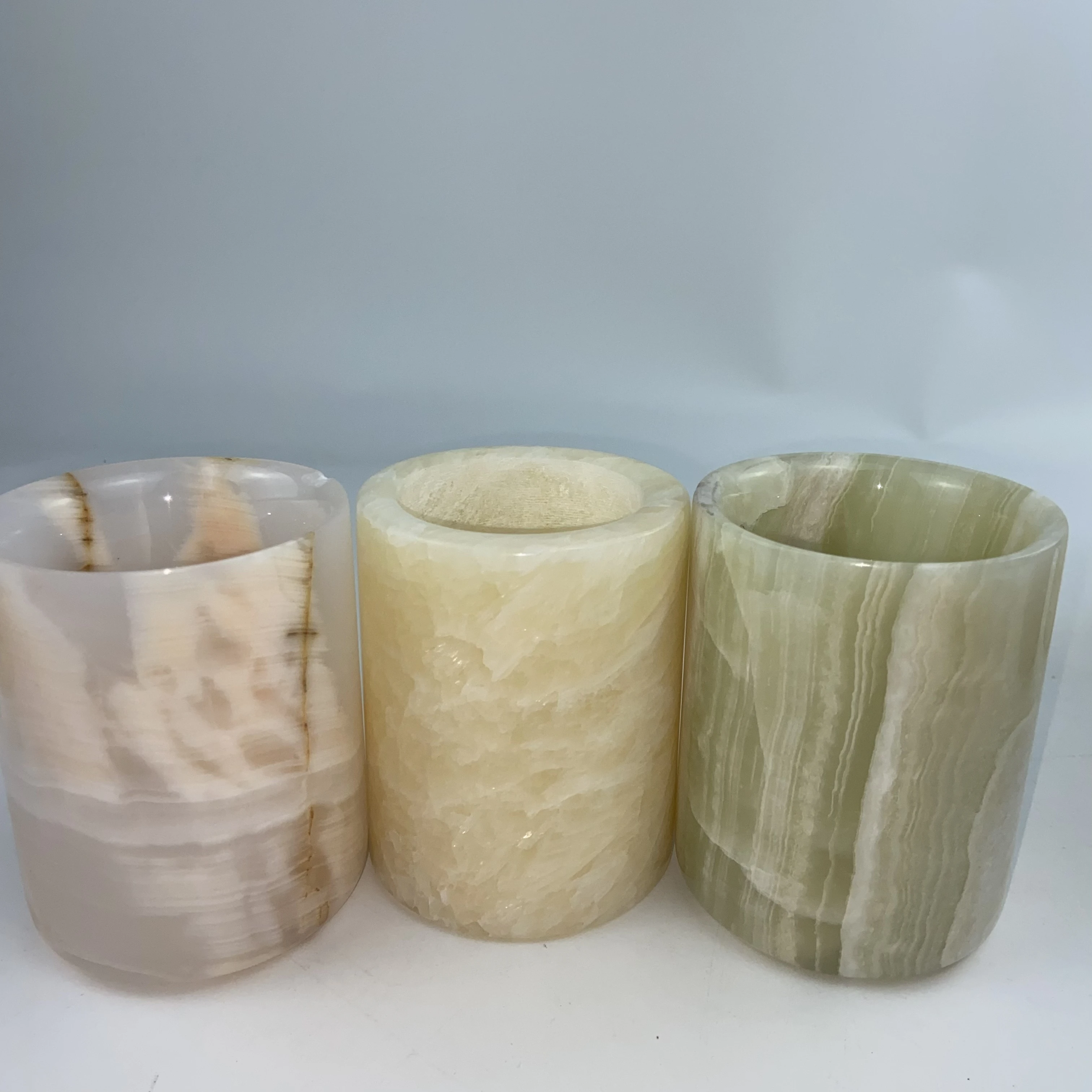 RF Natural onyx marble Candle Holder Stone Aromatherapy Scented Round Candle Jar With Lid Holiday Wedding Party Indoor Home