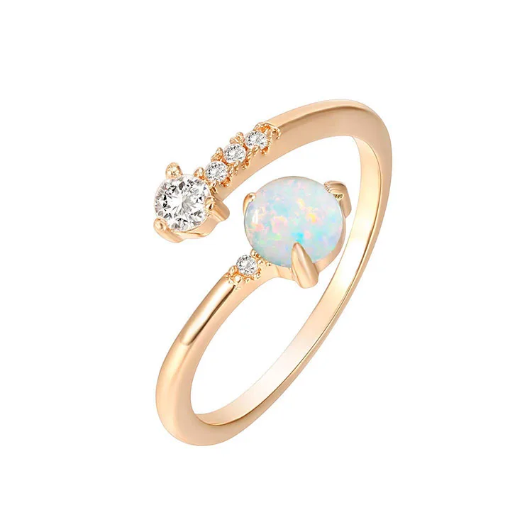 Fine 925 sterling silver gold plated opal stone open ring for women wholesale