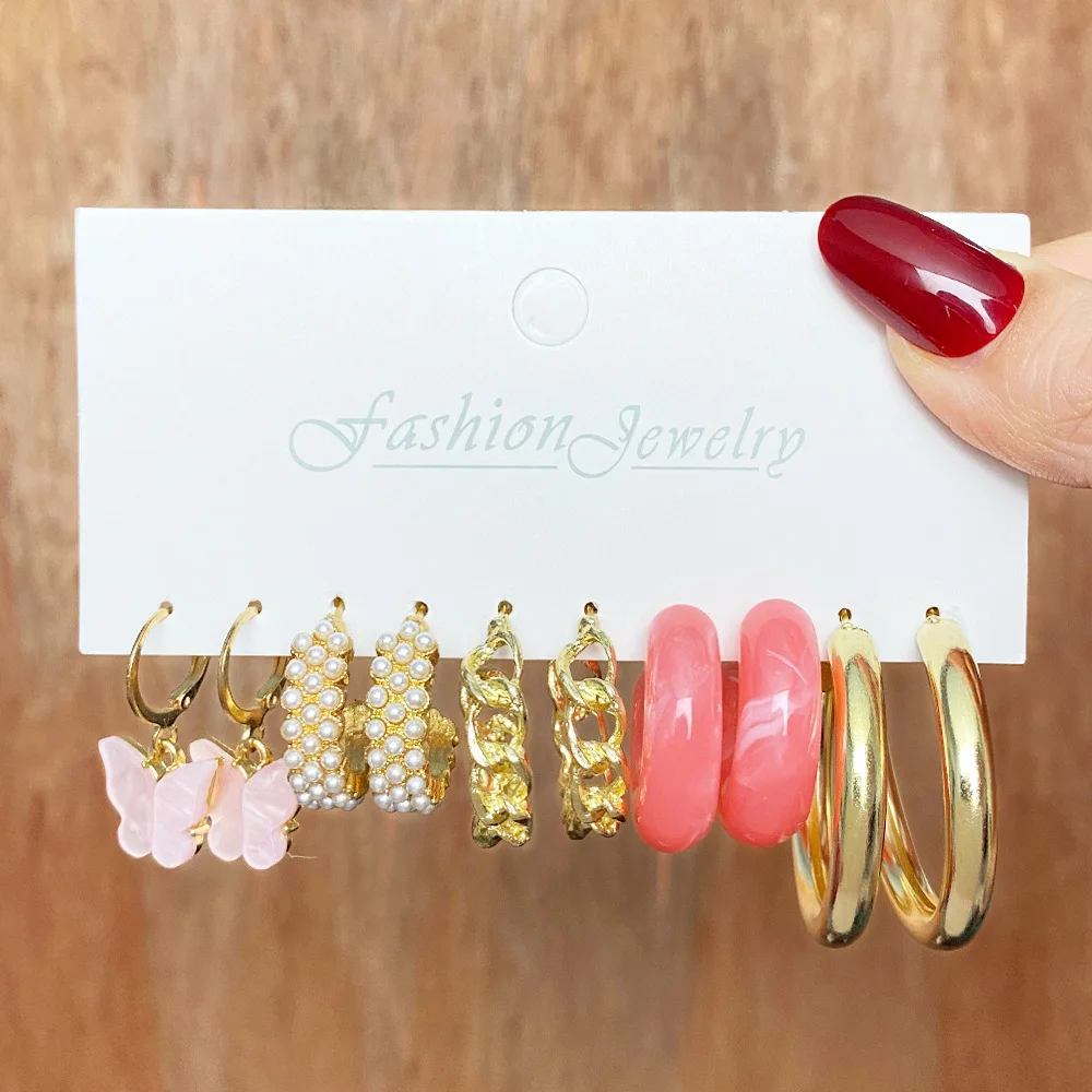 Gold Hoop Earrings Set Boho Fashion Statement Stud Hoop Earrings Pack For Women Girls
