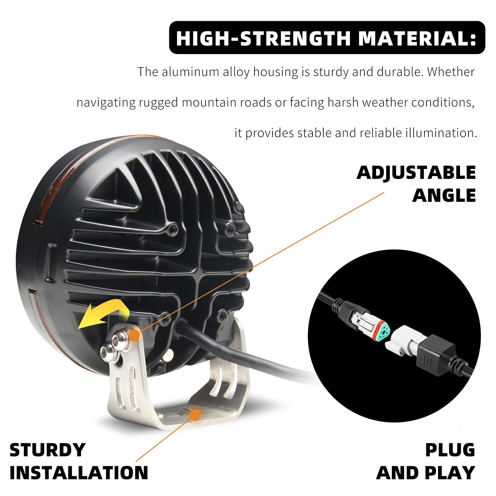Low moq aluminum alloy IP68 white light 54W truck lamp offroad car led light projector headlight