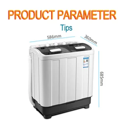 Double tub pulsator semi automatic Plastic clothes washing machine