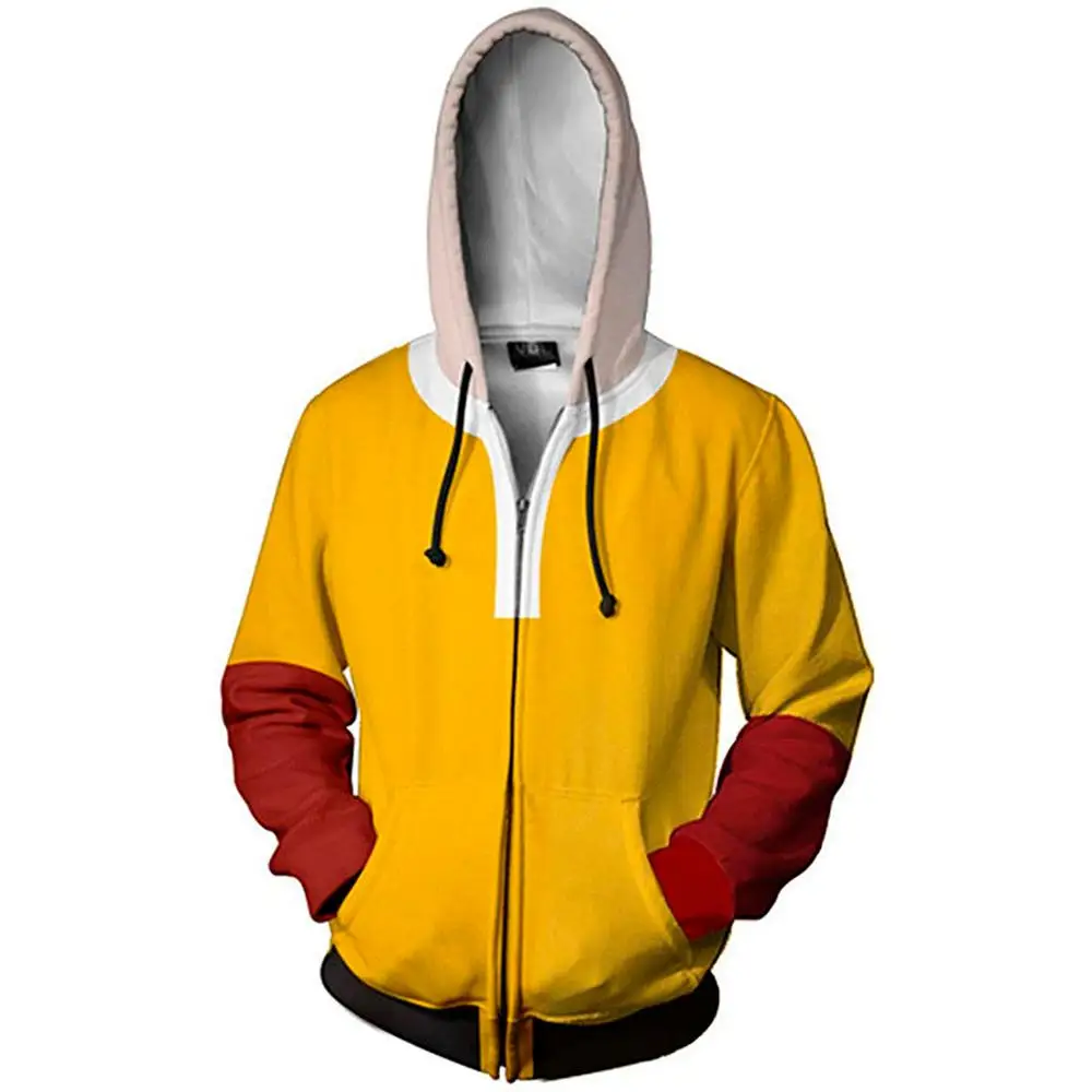 Newest Autumn 3D One Punch Man Hero Saitama Cartoon Men Hoodie Streetwear Hooded Jacket Anime Cosplay Zipper Hoodies