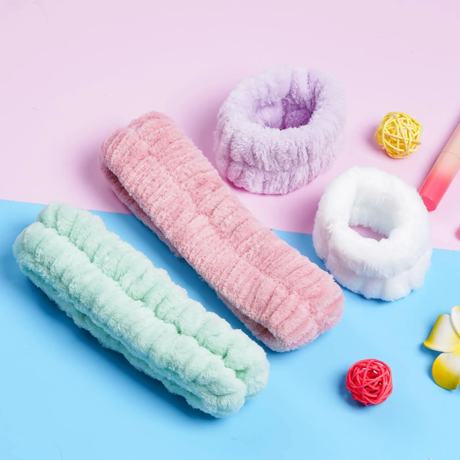 custom Women skincare Spa Facial Makeup Headband Soft Microfiber Wrist Washband Hair Wraps Headbands for Wash Face Shower Bath