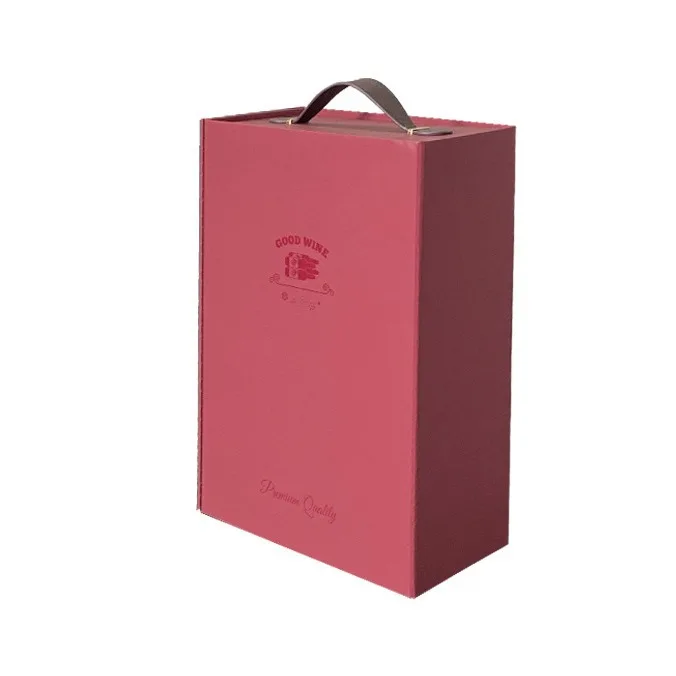 Big size two bottles wine soft drink wedding gift favor boxes foldable magnetic hand carrying case  packing box