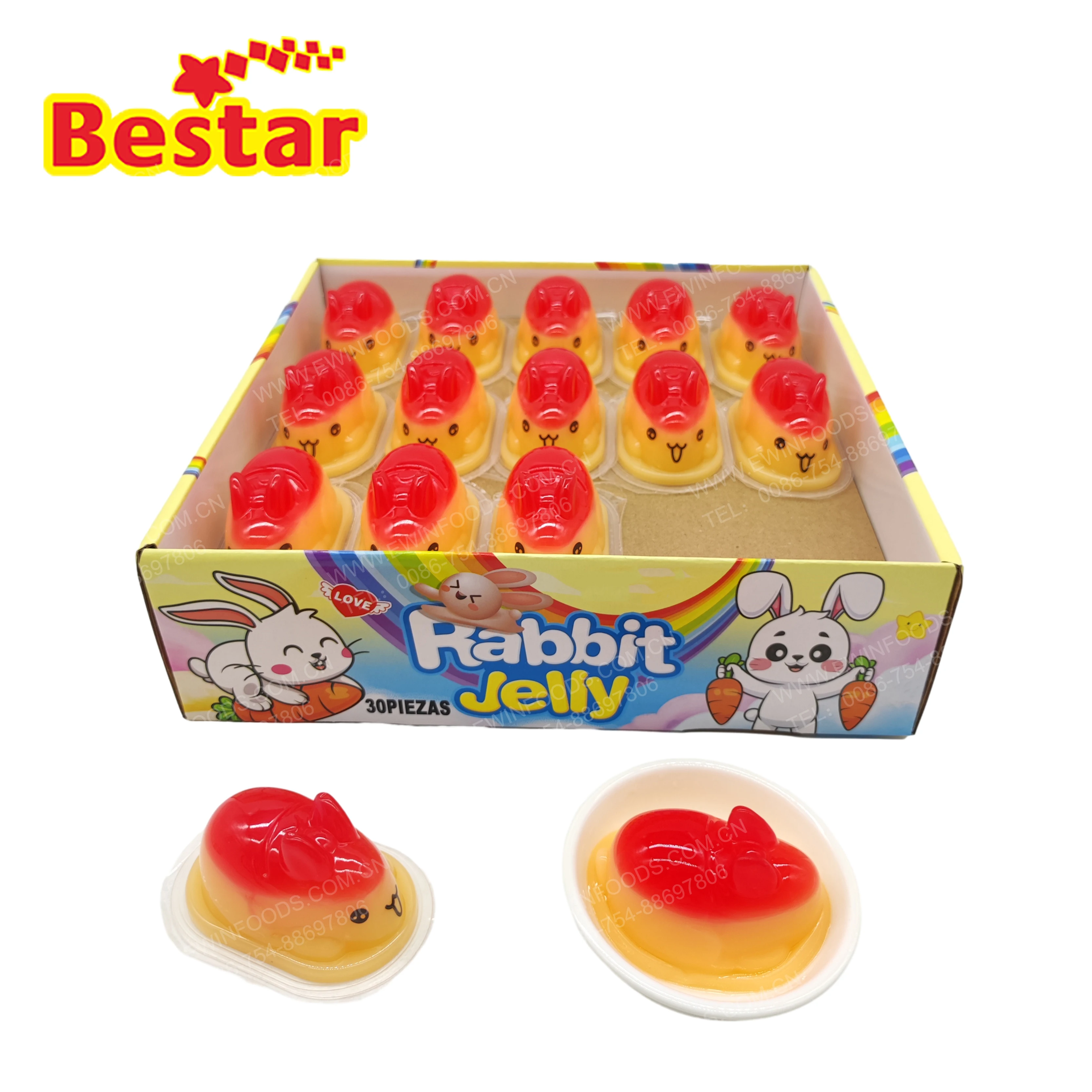 Hot Selling HALAL Cartoon Rabbit Jelly Pudding Easter Soft Candy With Fruity Flavor Sweet Taste for Children