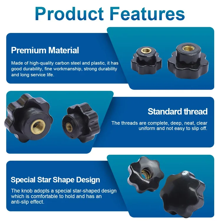 Plastic Handle Through Hole Knob Thumb Nut M4 M5 M6 M8 M10 M12 Tightening Knob Nut