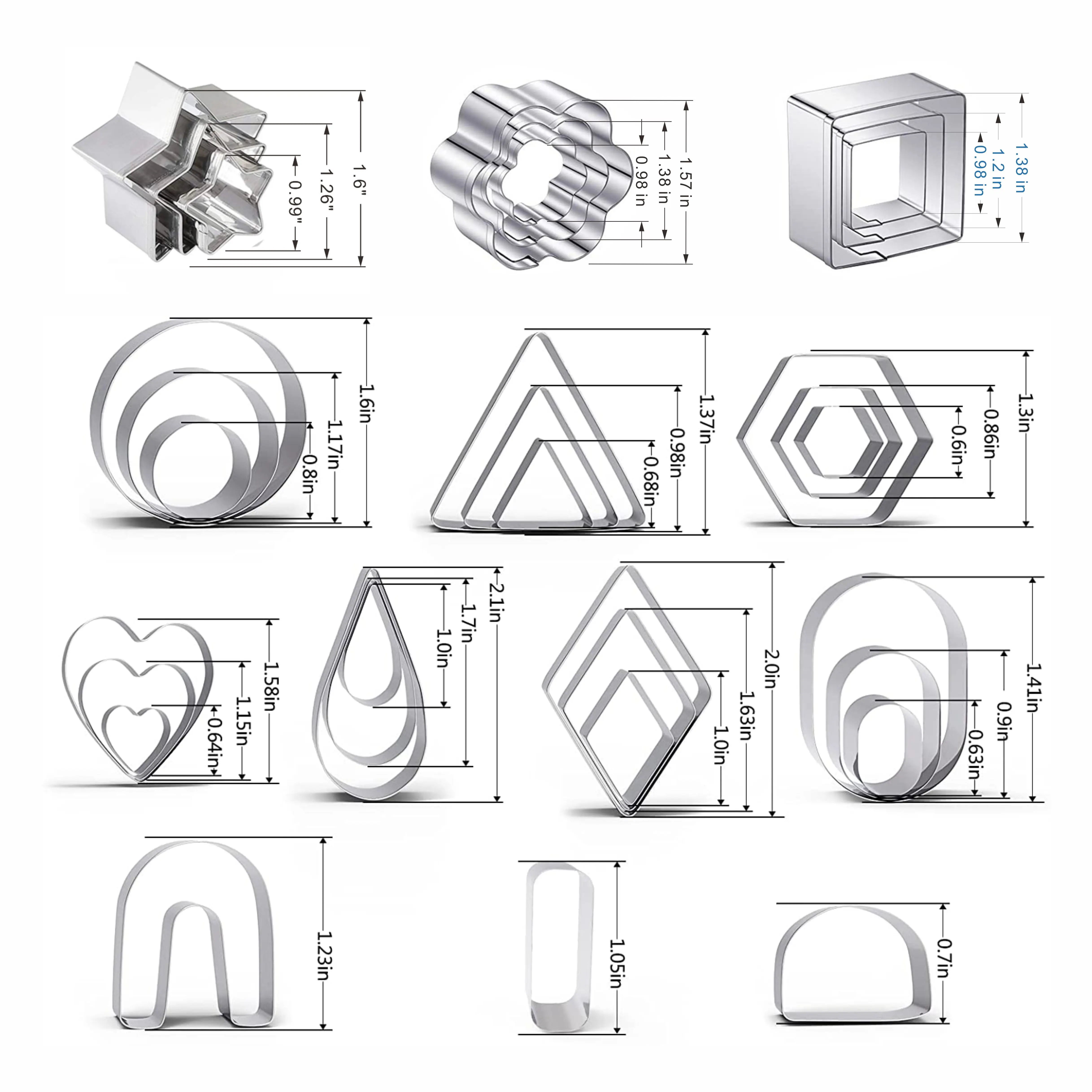 Hot Selling 30pcs Stainless Steel Clay Earring Cutters Set Polymer Clay Earring Making Tool Cookie Cutter