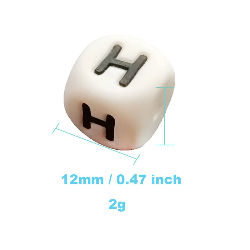 
100% food-grade silicone teething beads cube alphabet silicon letter beads for baby chew silicone beads teething 