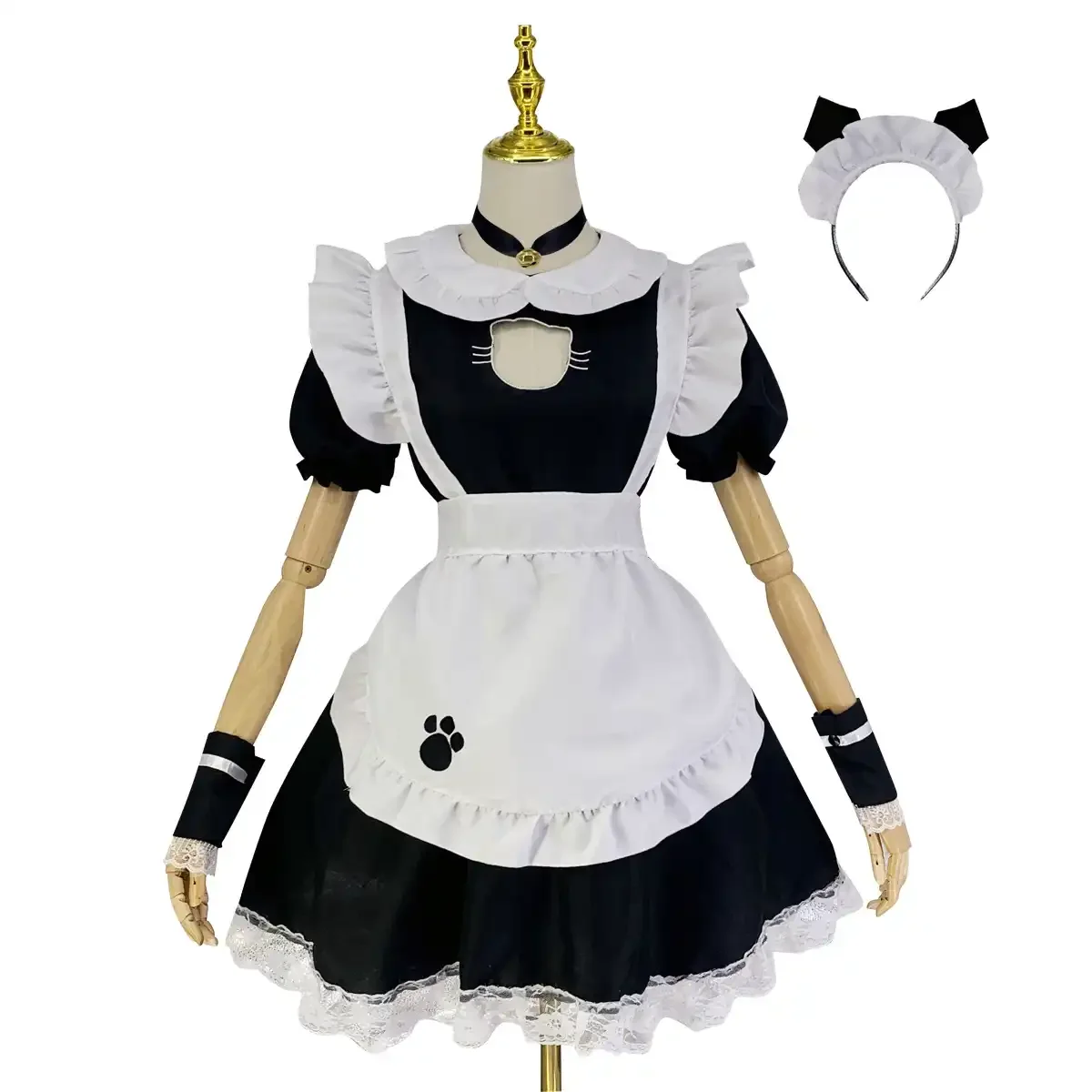 Sexy Black Cat Girl Women Fantasy French Maid Outfit Men Gothic Sweet Lolita Dress Anime Cosplay Costume Plus Size