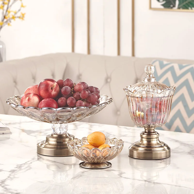 European and American style desktop crystal glass fruit tray for Home Decor
