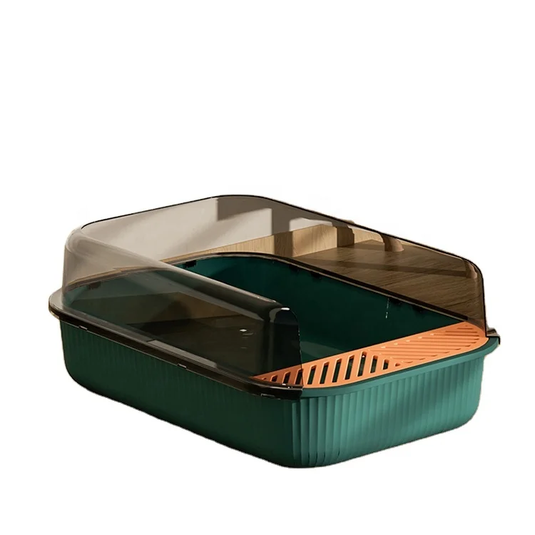 Large Capacity Cat Litter Box High-edge Semi-closed Sand Box for Cats Toilet Anti Splash Cleaning Cat Tray