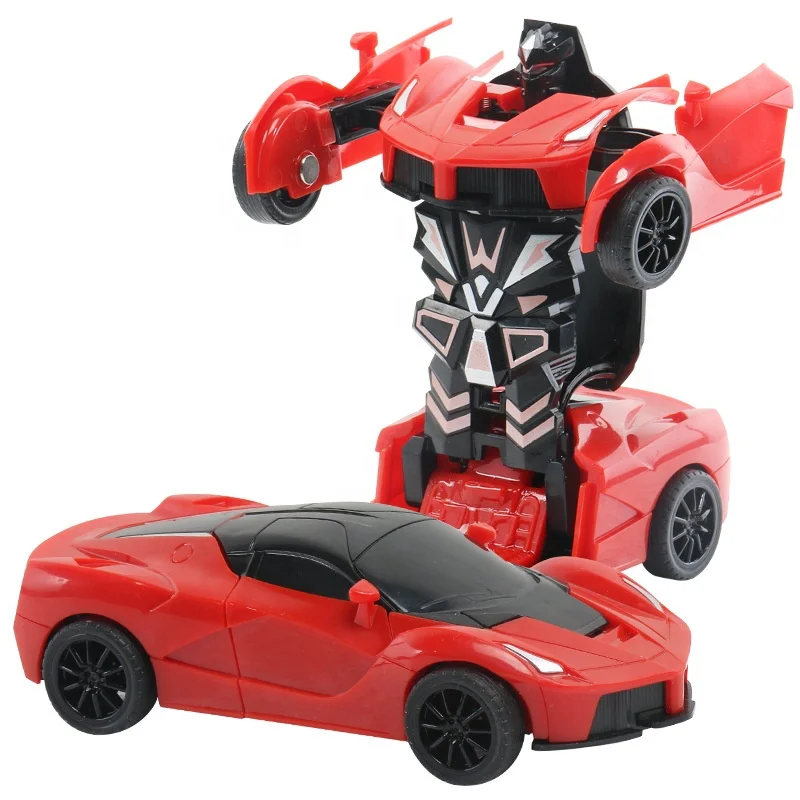 Wholesale cheap plastic kids children automatic robot inertial impaction transformed car toy