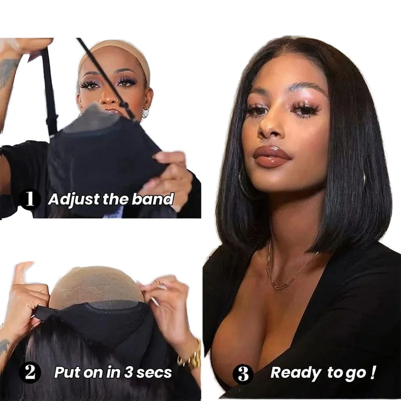 Cheap Middle Part Straight Short Bob Cut 180%Density 13X4HD Full Lace Frontal Human Hair Wig Deal Prepluck Double Drawn Glueless