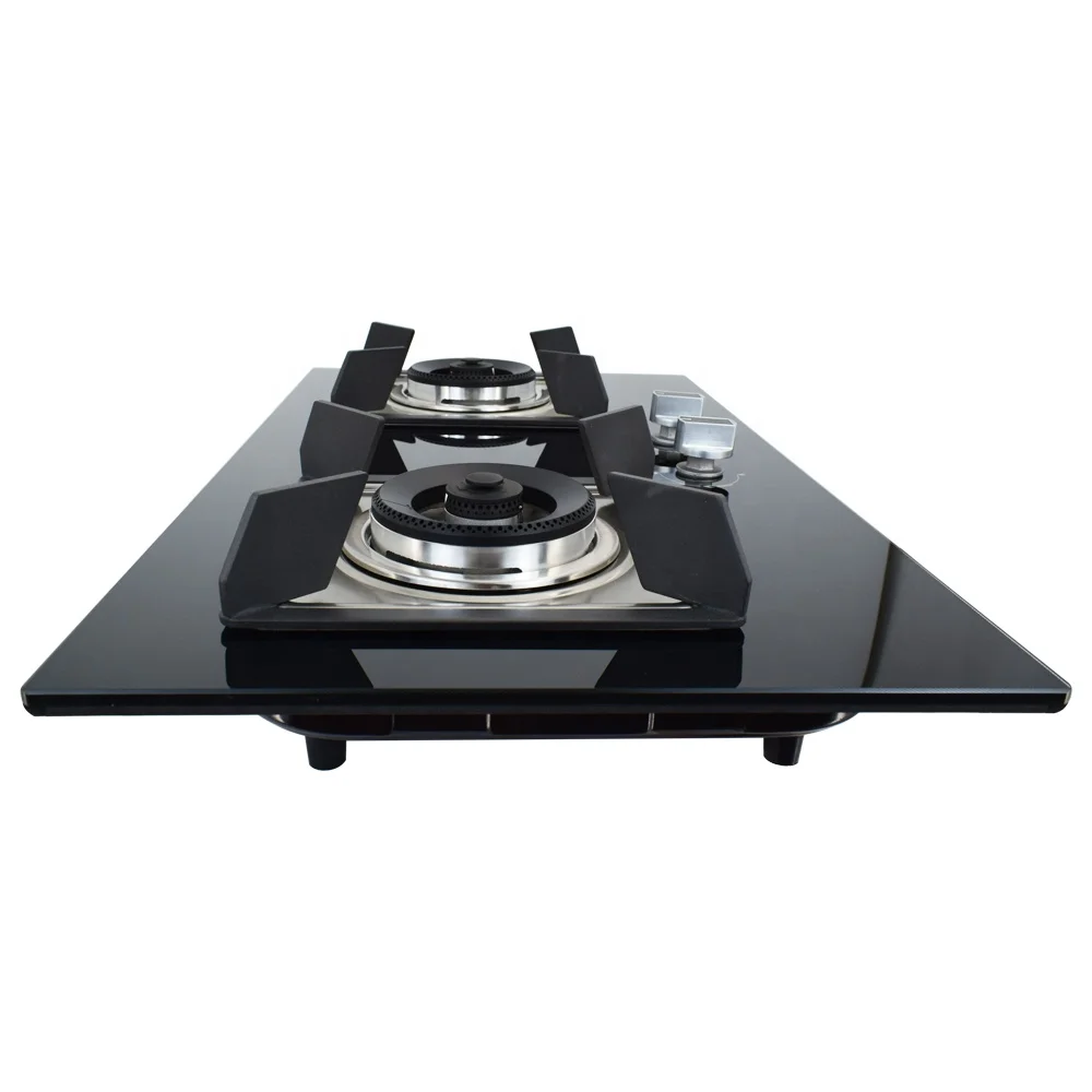 CE CB 2 горелки, оптовая продажа, 8 мм, черное закаленное стекло, Легкая очистка, тяжелая чугунная горелка, стеклянная газовая плита, газовая плита, плита