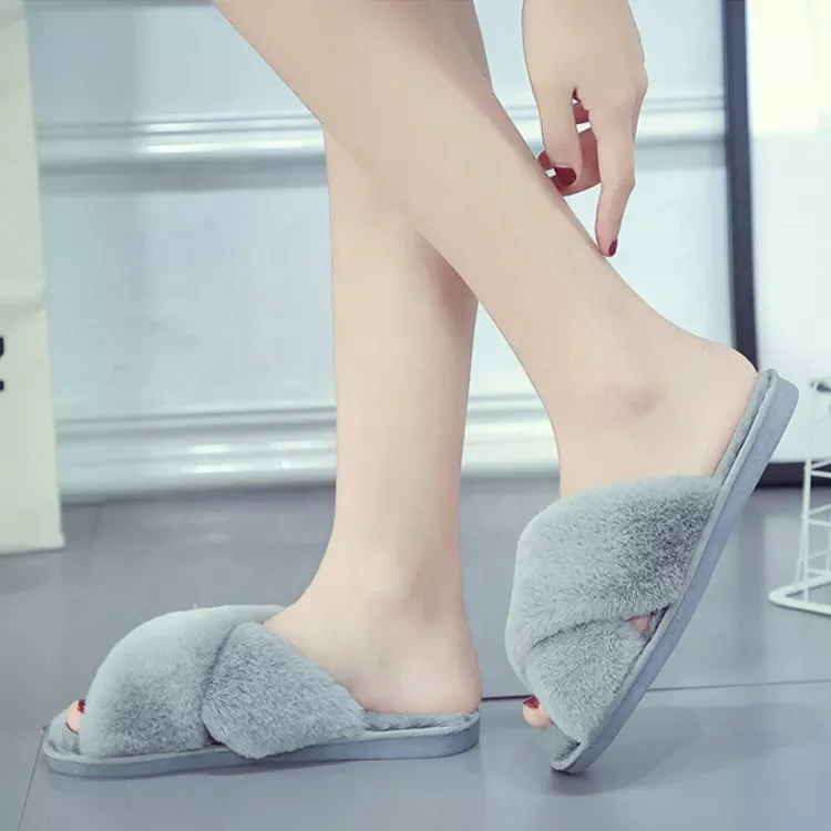 Высококачественные меховые пушистые зимние модные мягкие плюшевые домашние тапочки для женщин на
