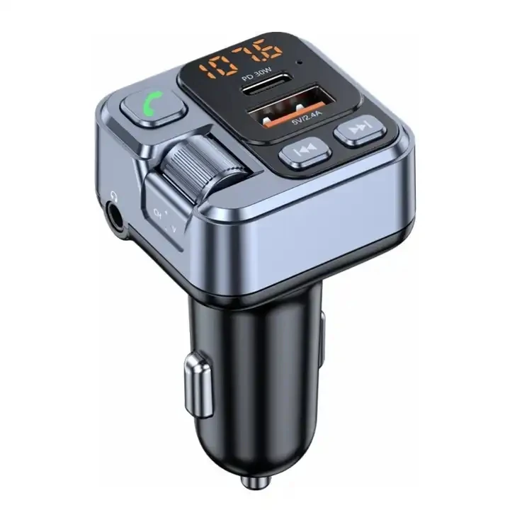 2024 New PD30W Fast Charger Car AUX FM Modulator Handsfree Car MP3 Player Stereo FM Transmitter