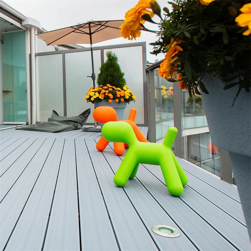 Wholesale customizable grey color hollow round hole durable wpc composite deck board floor//