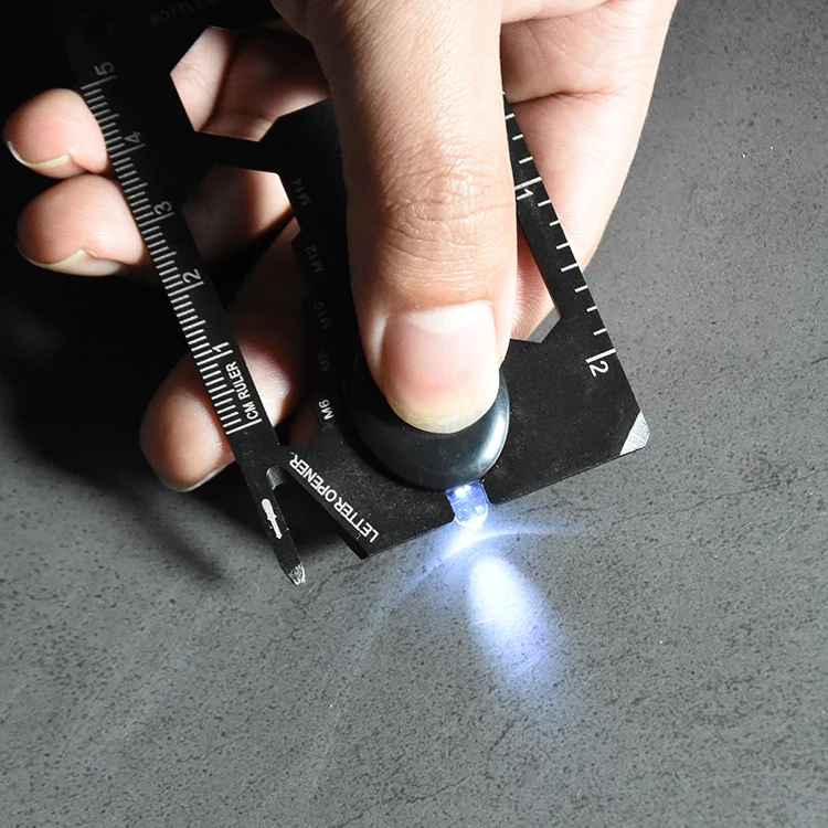 Popular 13 in 1 Pocket Bottle ABC Silica Gel Multiple Purpose Sized Tool Card LED Light Multi Credit Survival Tool Card