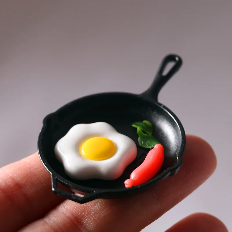 Dollhouse Food Play Miniature Scene Ob11 Pan Steak Egg Sausage Skillet Dollhouse Accessories