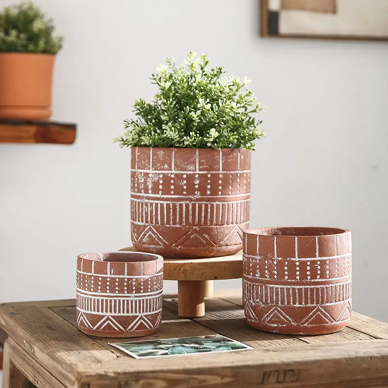 Wholesale Terracotta Pots Classic Bonsai Ceramic Flower pot Multi-Size Succulents cactus Red Clay Planter Pots