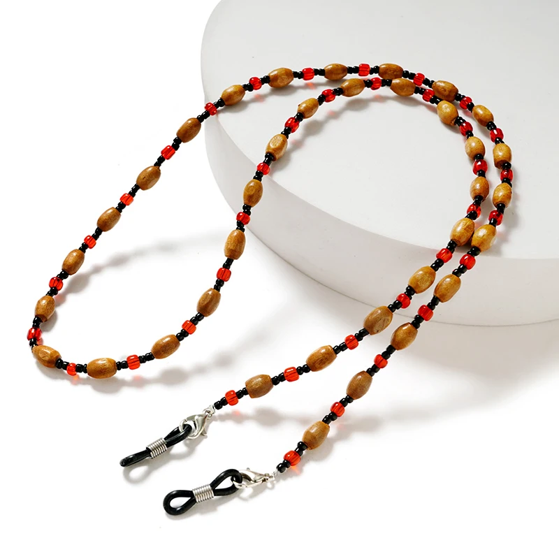 Retro Handmade Beaded Eyeglasses Rope Anti Slip Glasses Chain Masked Hanging Lanyards Wooden Sunglasses Decorative Hanging Cord