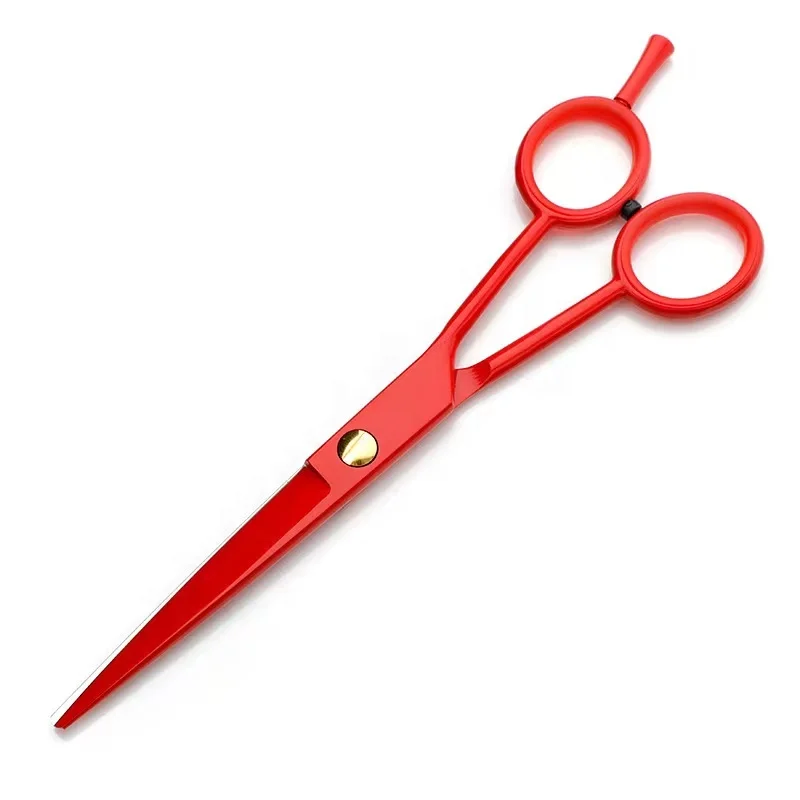 5.5 Inches Professional Japan Steel Red Color Coated Barber Shear Scissors Cutting Scissors For Salon Styling