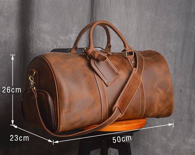 Wholesale genuine leather men vintage duffel bags  with shoes storage compartment bags for travel /business trip use