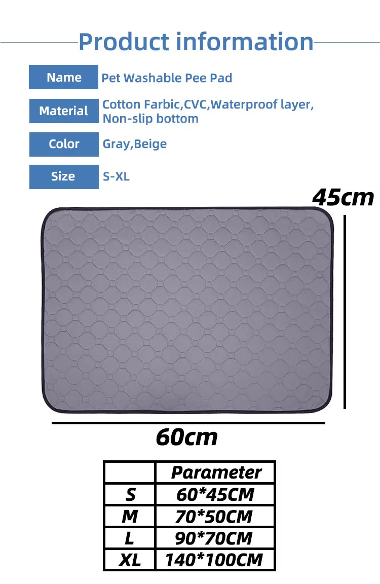 Multi Layer Quick Absorb Waterproof Reusable Washable Pee Training Pet Urine Pad Manufacturer