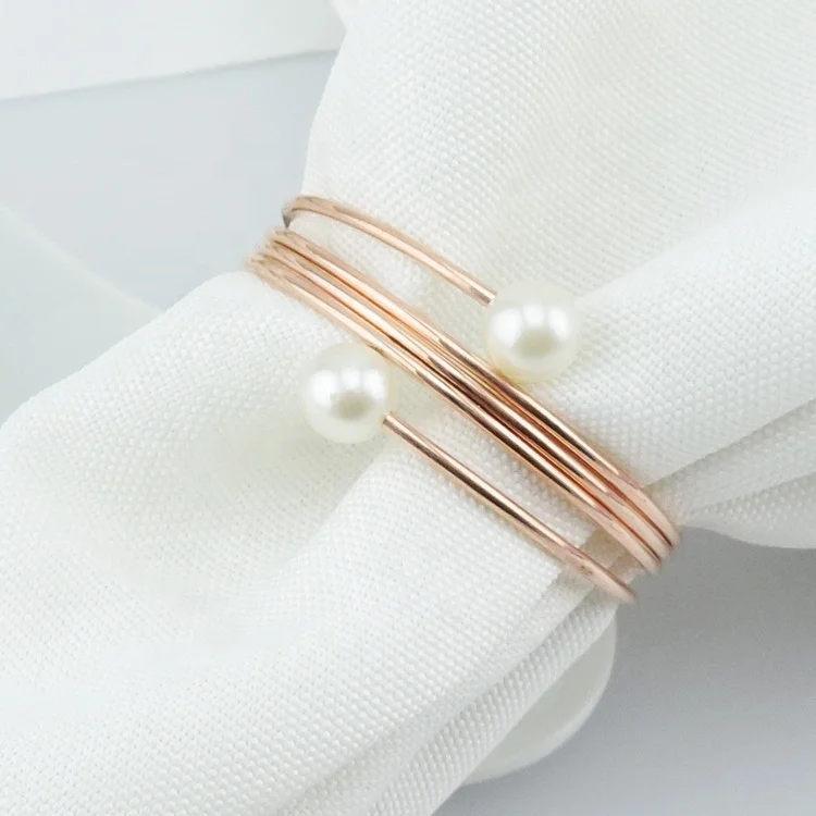 Bulk Storage Cheap Selling Personalized Pearl Napkin Ring Stainless Steel