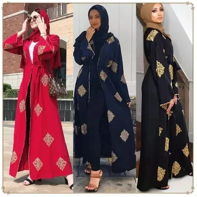 LINLONG123  Two-piece Muslim Dress Beautifully Embroidered Islamic Clothing Fashion Kimono Arabic Style Dubai Muslim Abayas
